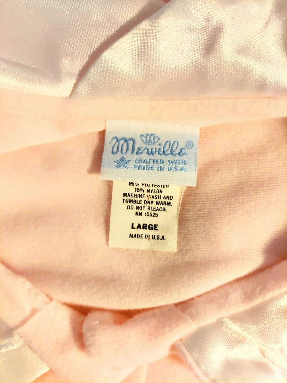 VTG Womens Merville Pink Long-Sleeve Nightgown Peter Pan Floral Collar Size L